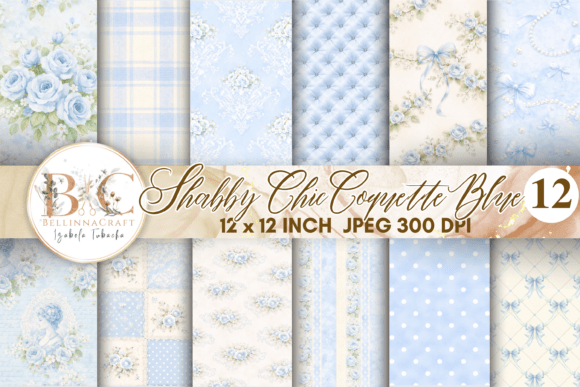 Download Shabby Chic Coquette Blue Digital Paper - Shabby chic Collection