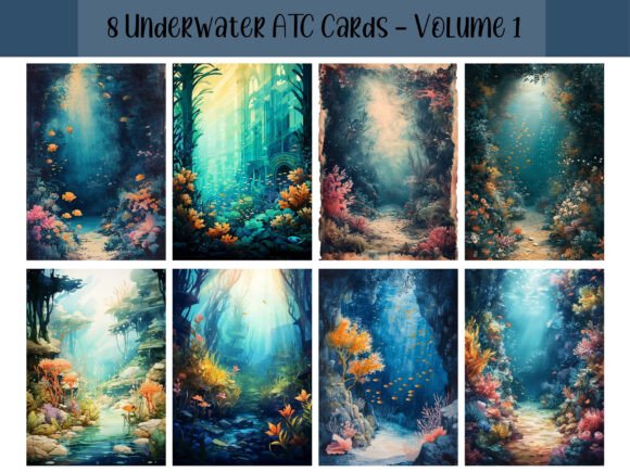 Download 8 Underwater ATC Cards for Scrapbooking - Scrapbooking Collection