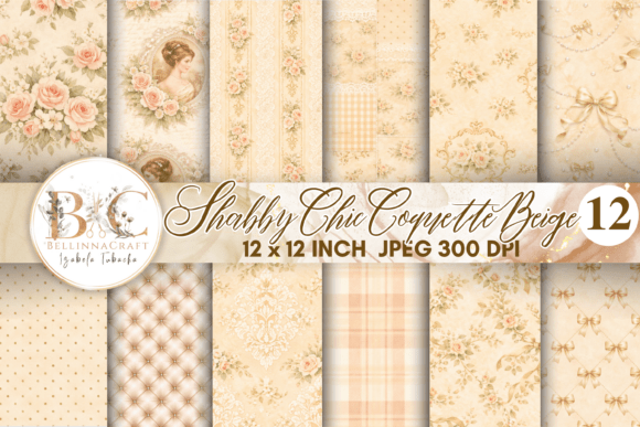 Download Shabby Chic Coquette Beige Digital Paper - Shabby chic Collection
