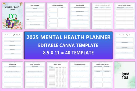 Download Editable 2025 Mental Health Planner Kdp - Mental health plan Collection