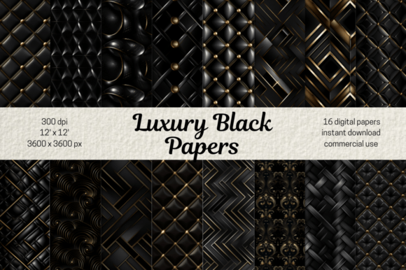 Download Luxury Black Digital Scrapbooking Papers - Scrapbooking Collection