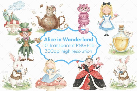 Download Alice Wonderland Clipart PNG Bundle Sets - Wonderland Collection