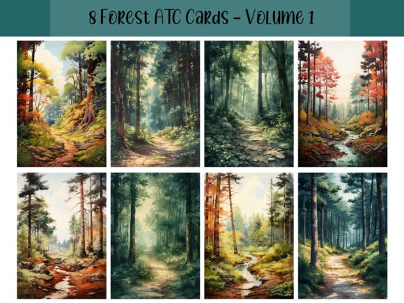 Download 8 Forest ATC Cards for Scrapbooking - Scrapbooking Collection
