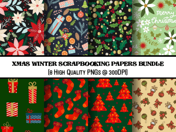 Download Xmas Winter Scrapbooking Papers Bundle - Scrapbooking Collection