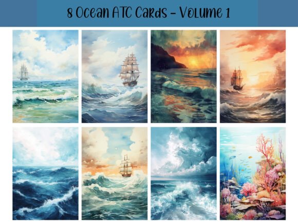 Download 8 Ocean ATC Cards for Scrapbooking - Scrapbooking Collection