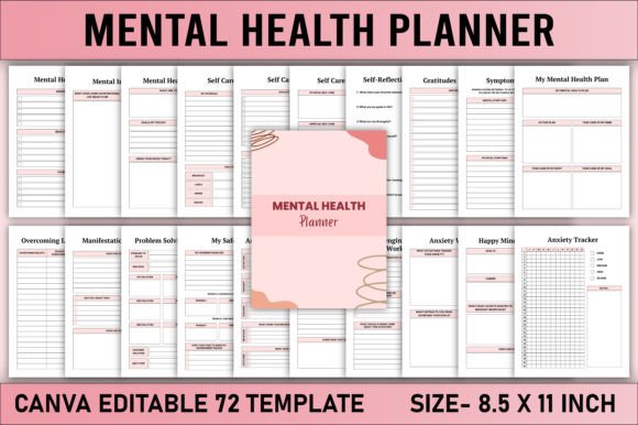 Download Editable Mental Health Planner Canva - Mental health plan Collection